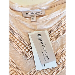 NEW Philosophy Modal Knit Top Women SZ 1X Lace Ruffle Pale Peach Soft Breathable